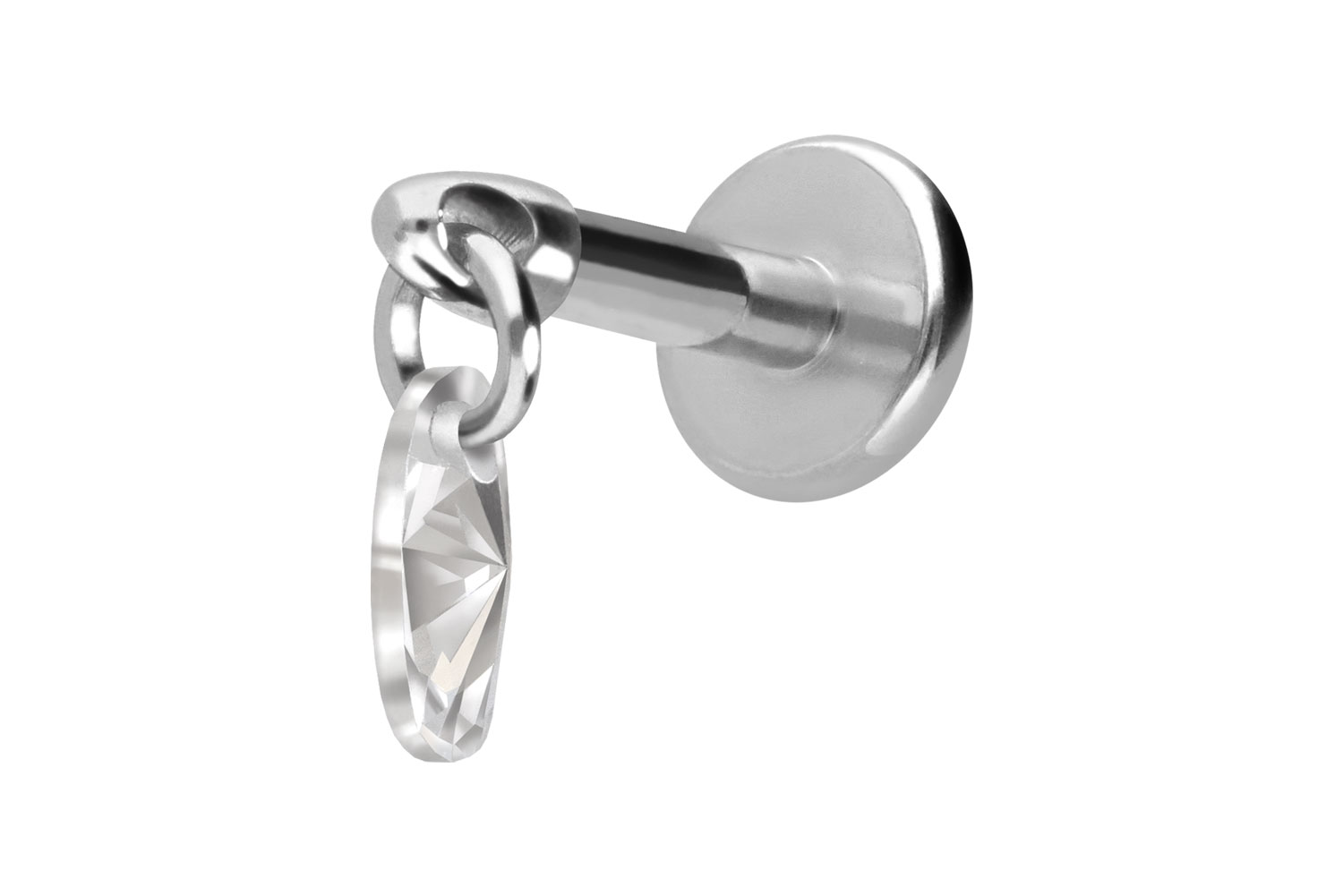 Titan Labret Piercing mit Innengewinde KRISTALLOVAL